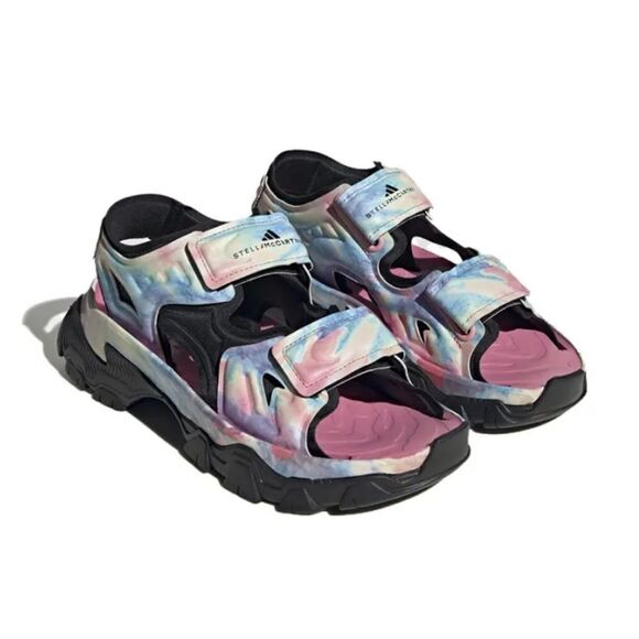 🆕️ Adidas Stella McCartney Hika Outdoor Sandal Bliss Pink Frozen Yellow Tie Dye - Picture 1 of 14